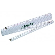 Centimeterstock (ej tum), Linex, i trä, med gradmarkering (vinkel), 2 meter, Vit