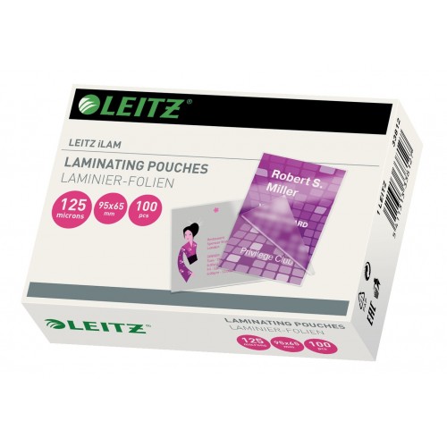 Laminat / Lamineringsficka Leitz 95x65mm, nyckelkortformat, 125micron 100/fp Laminat / Lamineringsficka Leitz 95x65mm, nyckelkortformat, 125micron 100/fp