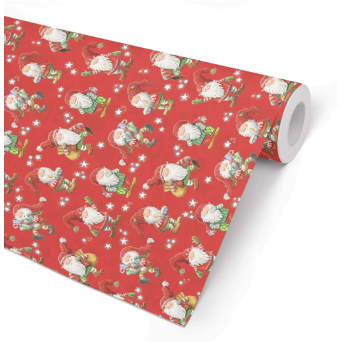 Julpapper/Julklappspapper 38cm x 165m, 80g, Hampus (jultomte med julklappar), 5 kg, 165 m/rulle