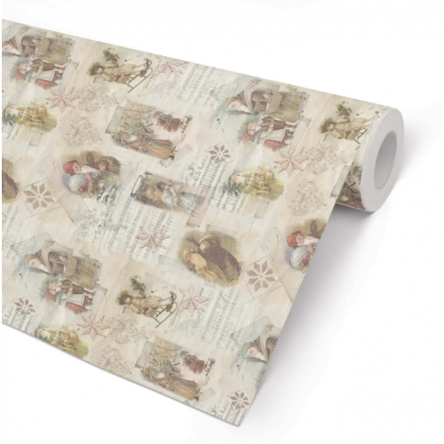 Julpapper/Julklappspapper 57cm x 154m, 80g, Silent night (jultomte och barn), 7 kg, 154 m/rulle