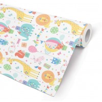 Presentpapper 57cm x 154m, 80g, Letter (barnmotiv), dubbelsidigt, 7 kg, 154 m/rulle