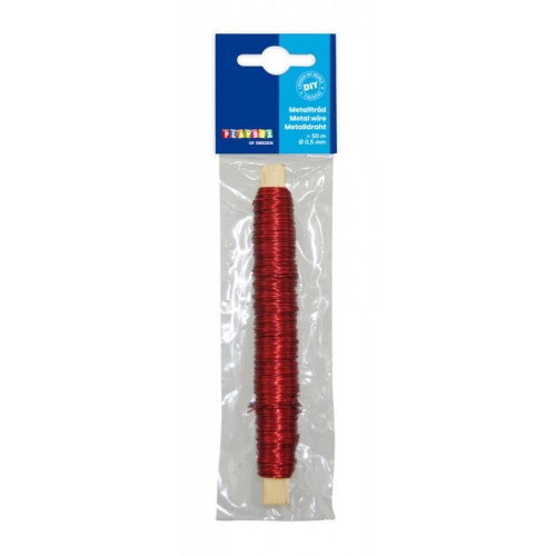 Metalltråd, 0,5mm, 50 meter, Röd Metalltråd, 0,5mm, 50 meter, Röd