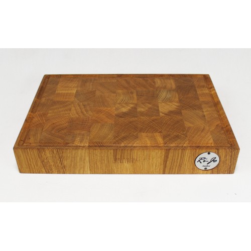 Skärbräda, ändträ, Ek, med ränna och bärgrepp, 36,5 x 25 x 5,5cm (svensktillverkad)