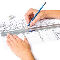Linjal/Aluminiumlinjal/Metallinjal Staedtler, aluminium, 40cm cm/mm-gradering, med antiglid 1/fp