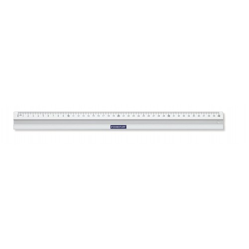 Linjal/Aluminiumlinjal/Metallinjal Staedtler, aluminium, 40cm cm/mm-gradering, med antiglid 1/fp
