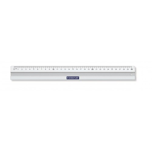 Linjal/Aluminiumlinjal/Metallinjal Staedtler, aluminium, 30cm cm/mm-gradering, med antiglid 1/fp