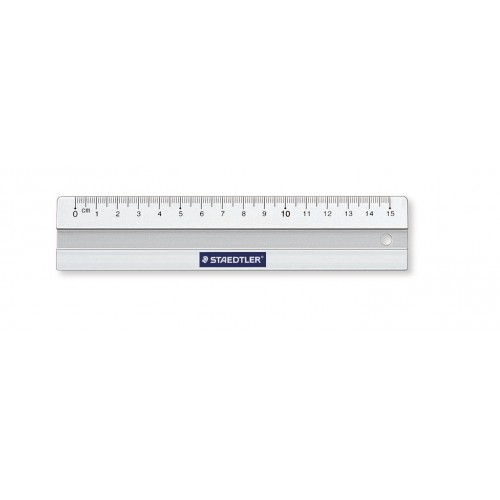 Linjal/Aluminiumlinjal/Metallinjal Staedtler, aluminium, 15cm cm/mm-gradering, med antiglid 1/fp