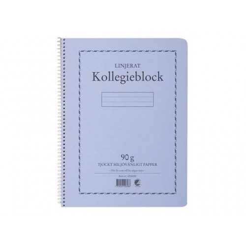 Kollegieblock A4, 90g, 70 blad Linjerat 5/fp