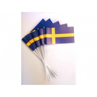 Handflagga, flagga Sverige, Svenska flaggan, 12x22cm, på pinne, 38,5cm, 50 flaggor/fp