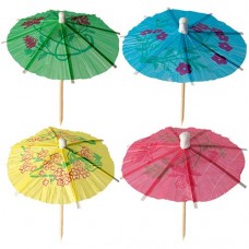 Partypinnar, Glassparaply, Japanparasoll, sorterade färger med motiv, 10cm, 144 paraply/fp