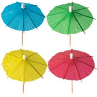 Partypinnar, Glassparaply, Japanparasoll, Partypicks,  sorterade färger, enfärgade, 10cm, 144 paraply/fp
