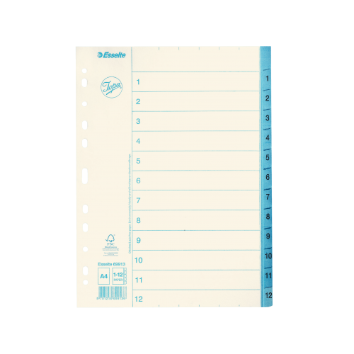 Pärmregister papper Jopa A4, 1-12 tryckta flikar 1/fp