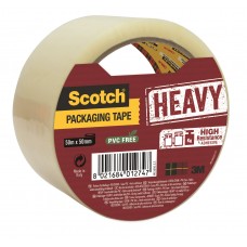 Packtejp 3M Scotch Heavy, 50mm x 50m, Transparent/Klar 1 rulle/fp