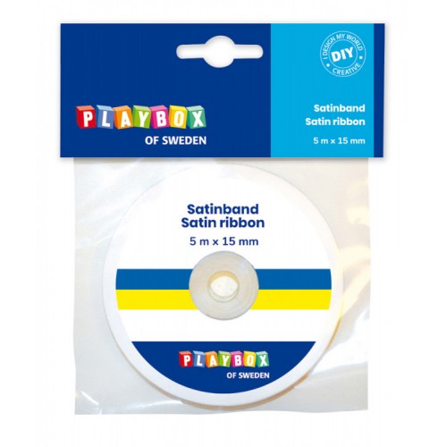 Satinband, 5m x 15mm, Gul & Blå