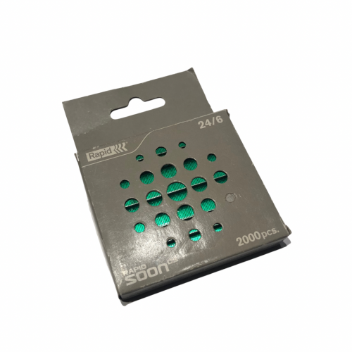 Häftklammer Rapid Soon 24/6, Grön, 2000 klamrar/ask - Färgade häftklamrar