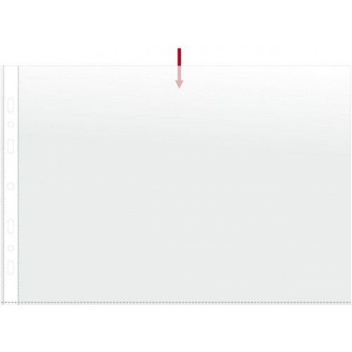 Plastfickor / Plastficka, A4L (liggande A4), 0,12mm, präglad, hålad på kortsidan, 100/fp