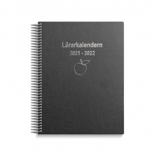 Lärarkalender: Lärarkalendern A5 Svart miljökartong med plastfickor & plastflikar