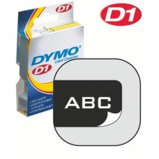 Märkband Dymo D1 12mm x 7meter Vit text / Svart tejp