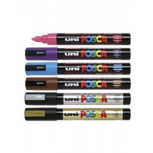 Lackfärgpenna Uni Posca PC-5M 1,8-2,5mm Fancy 6 färger/fp Lackfärgpenna Uni Posca PC-5M 1,8-2,5mm Fancy 6 färger/fp