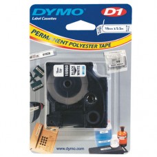Märkband Dymo D1 Permanent Polyester tape 19mm x 5,5m Svart/Vit