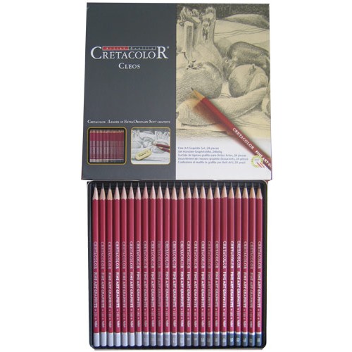 Pennset Cretacolor Cleos Fine Art Graphite 9B-9H, 24 pennor/fp