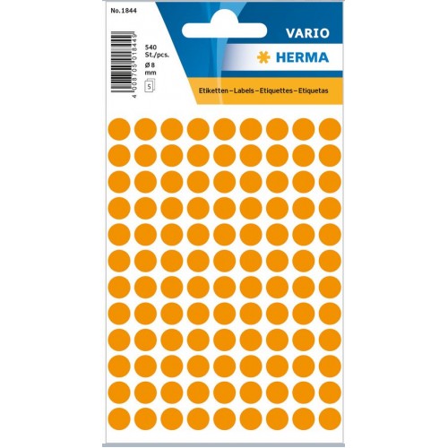Märketikett Herma Vario 1844 Ø 8mm permanent Lysorange 540/fp