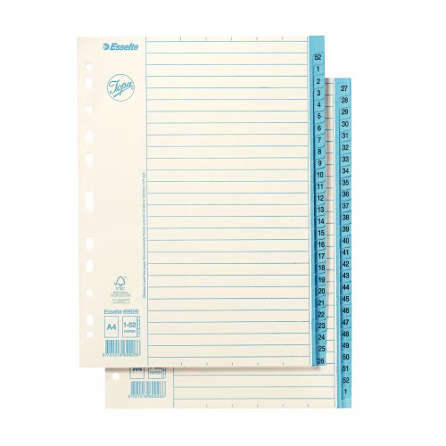 Pärmregister papper Jopa A4, 1-52 tryckta flikar 5/fp