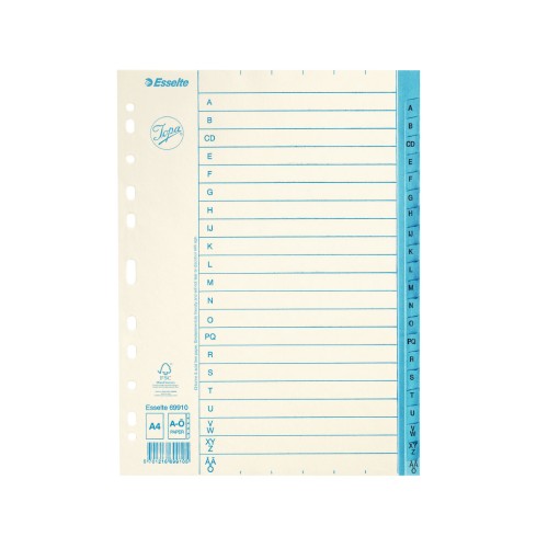 Pärmregister papper Jopa A4, A-Ö tryckta flikar 10/fp