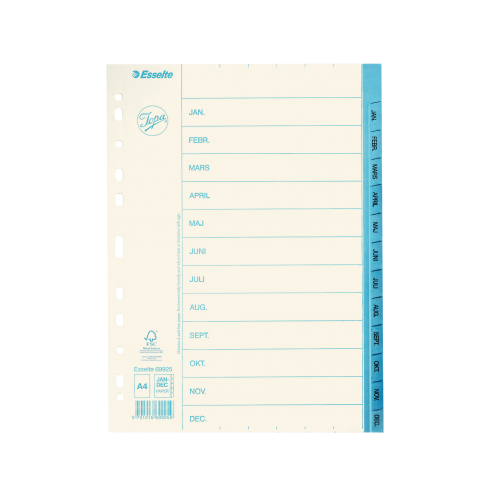 Pärmregister papper Jopa A4, Jan-Dec tryckta flikar 10/fp