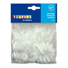 Hår / Skägg, 25 gram (ca 1,5m), Vit (för julpyssel påskpyssel)