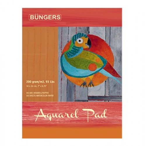Akvarellblock, akvarellpapper, 18x24cm 200g, 15 blad 1/fp