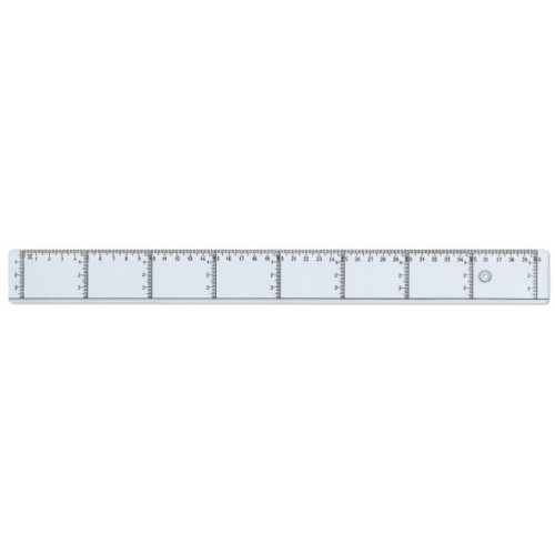 Linjal, tvärgraderad, plast, 40cm cm/mm-gradering, Klar/Transparent 1/fp