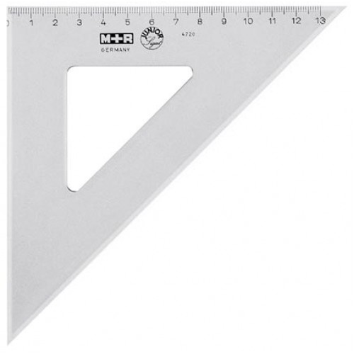 Vinkel/Vinkelhake M+R 45 grader tuschkant plast, tonad, 20cm (13 cm) 1/fp