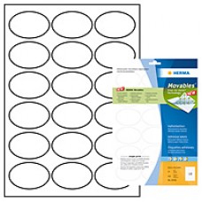 Etiketter Herma Movables 4358 A4 63,5x42,3mm Oval Vit avtagbara/flyttbara, 25 ark/fp (450 st etiketter)