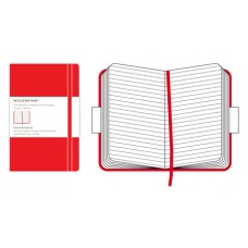 Moleskine Classic Red Ruled Notebook Pocket, linjerad 9x14cm