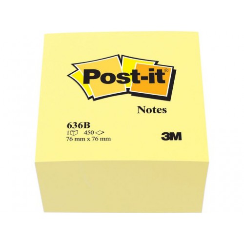 Notisblock Post-it Notes (636-B), Kub, 76x76mm Gul (450 ark) Notisblock Post-it Notes (636-B), Kub, 76x76mm Gul (450 ark)