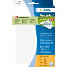 Etiketter Herma Movables 10609 19x40mm Vit 20 ark/fp