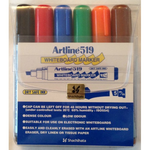 Whiteboardpennor Artline EK-519 Snedskuren spets, 6 färger/fp