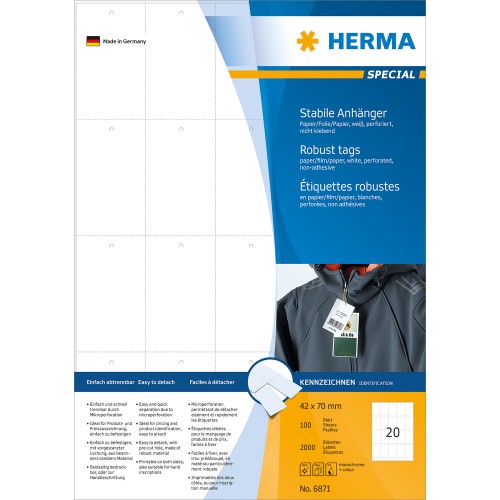 Hängetiketter Herma Special 6871 42,0x70,0mm 2000/fp