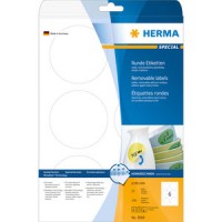 Etiketter Herma Movables 5068 A4 Ø 85mm Rund Vit 25 ark