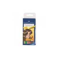 Penselpenna Faber-Castell PITT artist pen brush Manga set Kaoiro (Version 1), 6 färger/fp