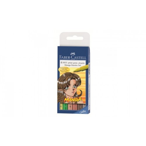 Penselpenna Faber-Castell PITT artist pen brush Manga set Kaoiro (Version 1), 6 färger/fp