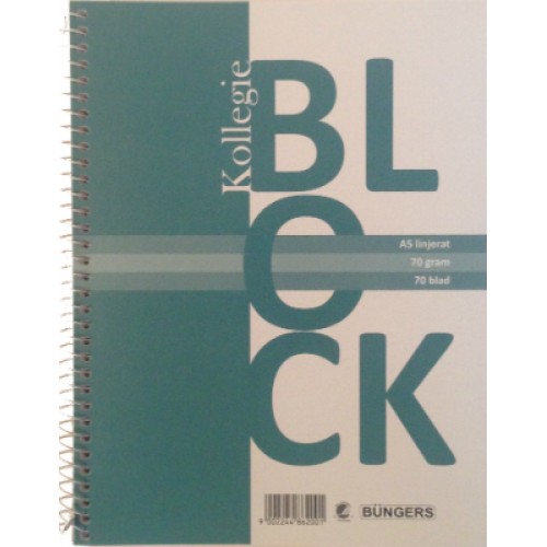 Kollegieblock A5, 70 blad linjerat 1/fp Kollegieblock A5, 70 blad linjerat 1/fp