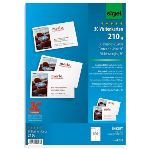 Visitkort Sigel IP520 Foto 210g 85x55mm Raka hörn Vit/Matt 100st Visitkort Sigel IP520 Foto 210g 85x55mm Raka hörn Vit/Matt 100st