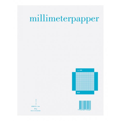 Millimeterblock: Millimeterpapper/Millimeterrutat papper A4, 1x1mm, 80/85g, A4, Blå, 50 ark