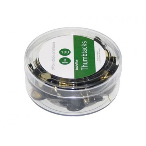 Färgade häftstift, 8mm, Ø 10mm, metall/plast, Svart, 100/fp