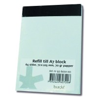 Refill/Anteckningsblock A7-block, 72x105mm Burde 6072, Olinjerade 2/fp