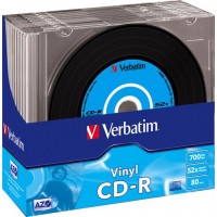 CD-R Verbatim 700MB, 80min, 52x SlimCase, Vinyl, 10/fp (CD-R som liknar vinylskiva)