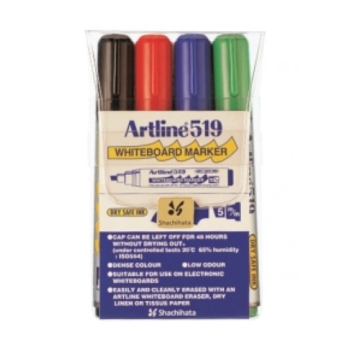 Whiteboardpennor Artline EK-519 Snedskuren spets, 4 färger/fp
