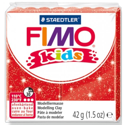 Fimo Kids modellera Glitter Red (8030-212), 42g
